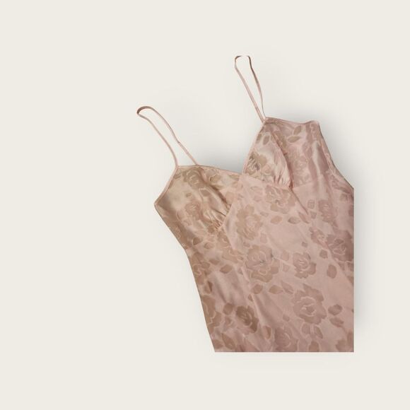 Vintage 90s Victoria's Secret baby pink sheer floral maxi slip dress Size L - Picture 3 of 4